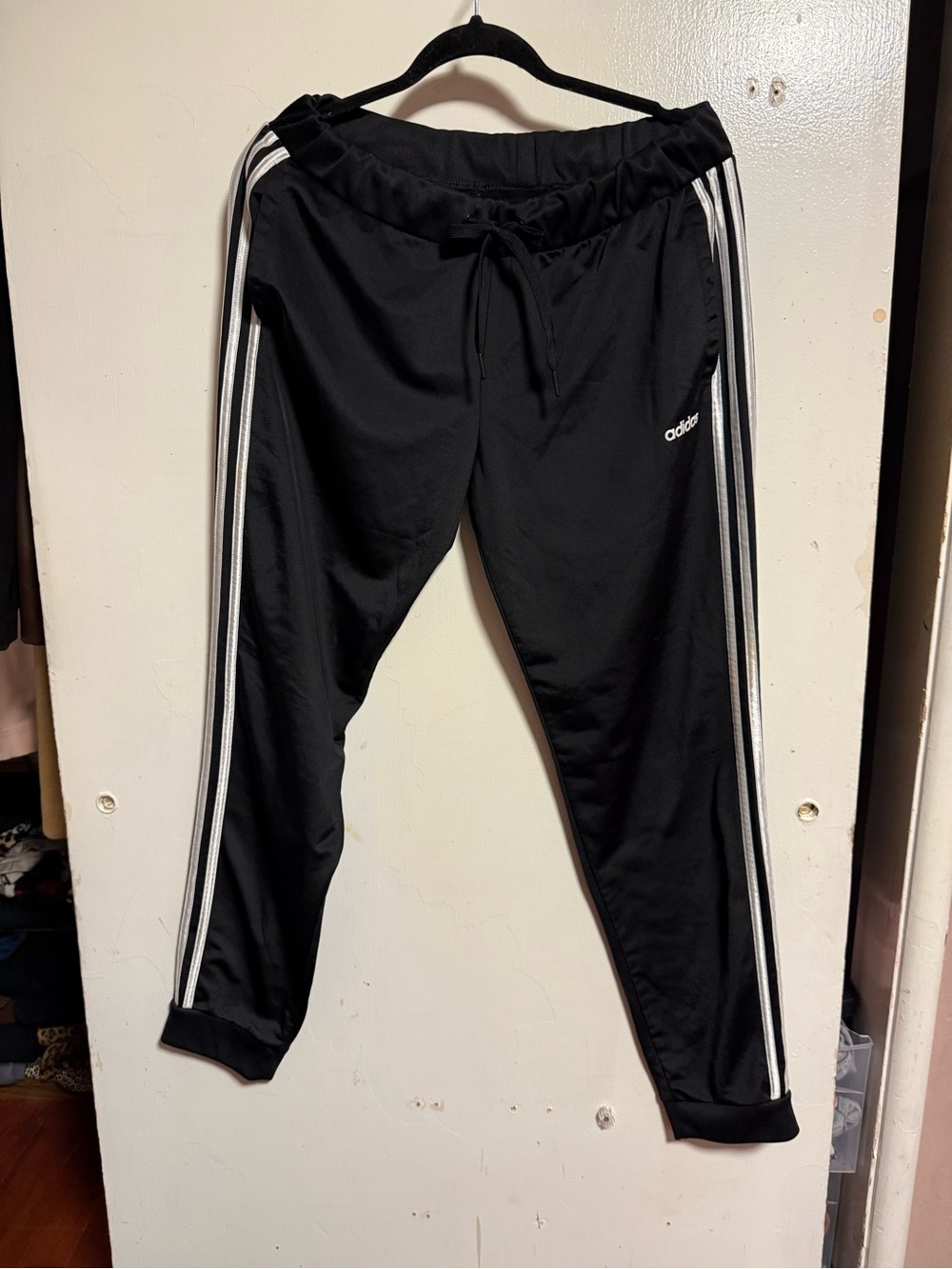 adidas Kids Black Joggers with White Side Stripes
